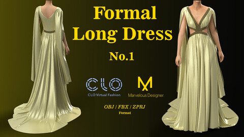 Formal Long Dress No.1/ OBJ / FBX / ZPRJ