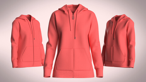 Girls Zipper Hoodie-Red