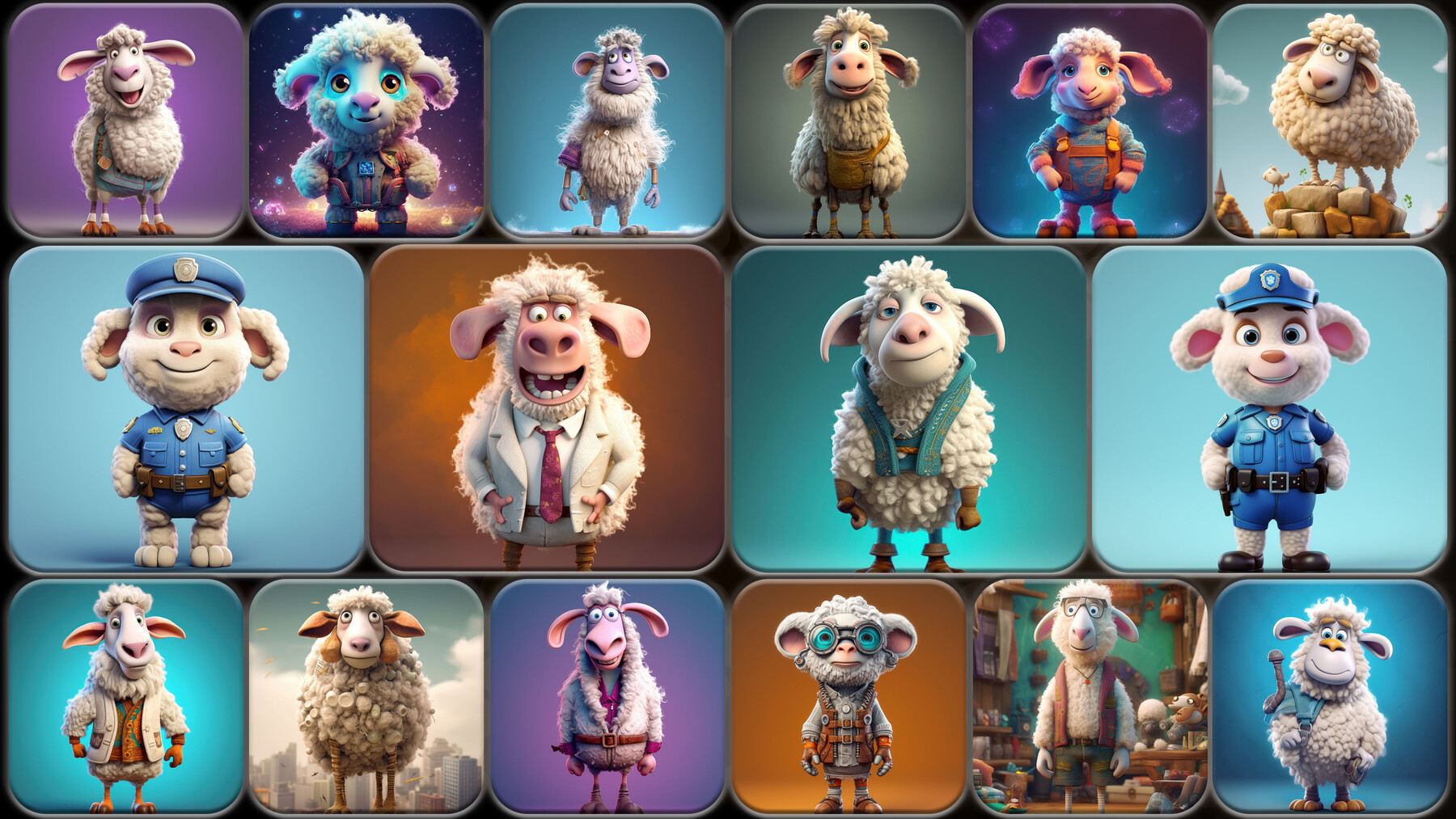 Artstation 200 Sheep Cartoon Character Full Body Reference Pack 4k V14 Artworks 4706