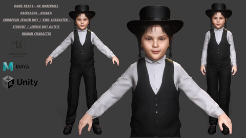 AAA 3D MODEL EUROPEAN JEWISH BOY / KIDS CHARACTER -   JEWISH BOY OUTFIT