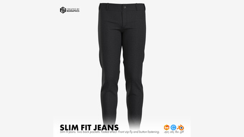 Slim Fit Jeans 3D Model