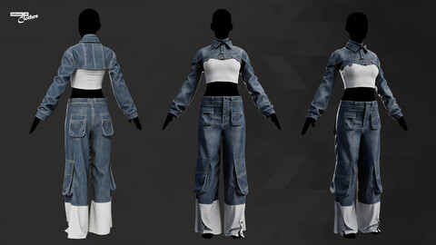 Female Retro Jean - 93 Marvelous Designer and Clo3D