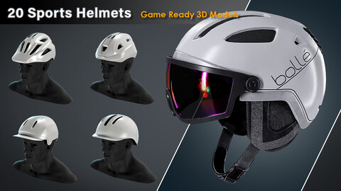 20 Sports Helmets / Game Ready 3D Models