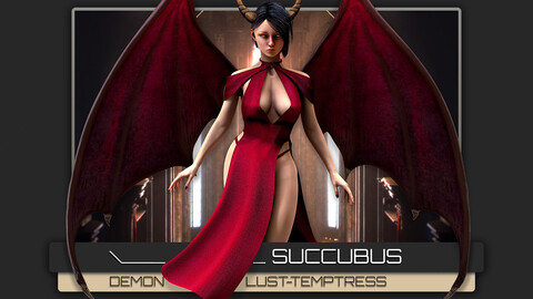 Succubus Female | Realistic Fantasy Demon Lust-Temptress | Cute Girl Animated Rigged Game Ready Character
