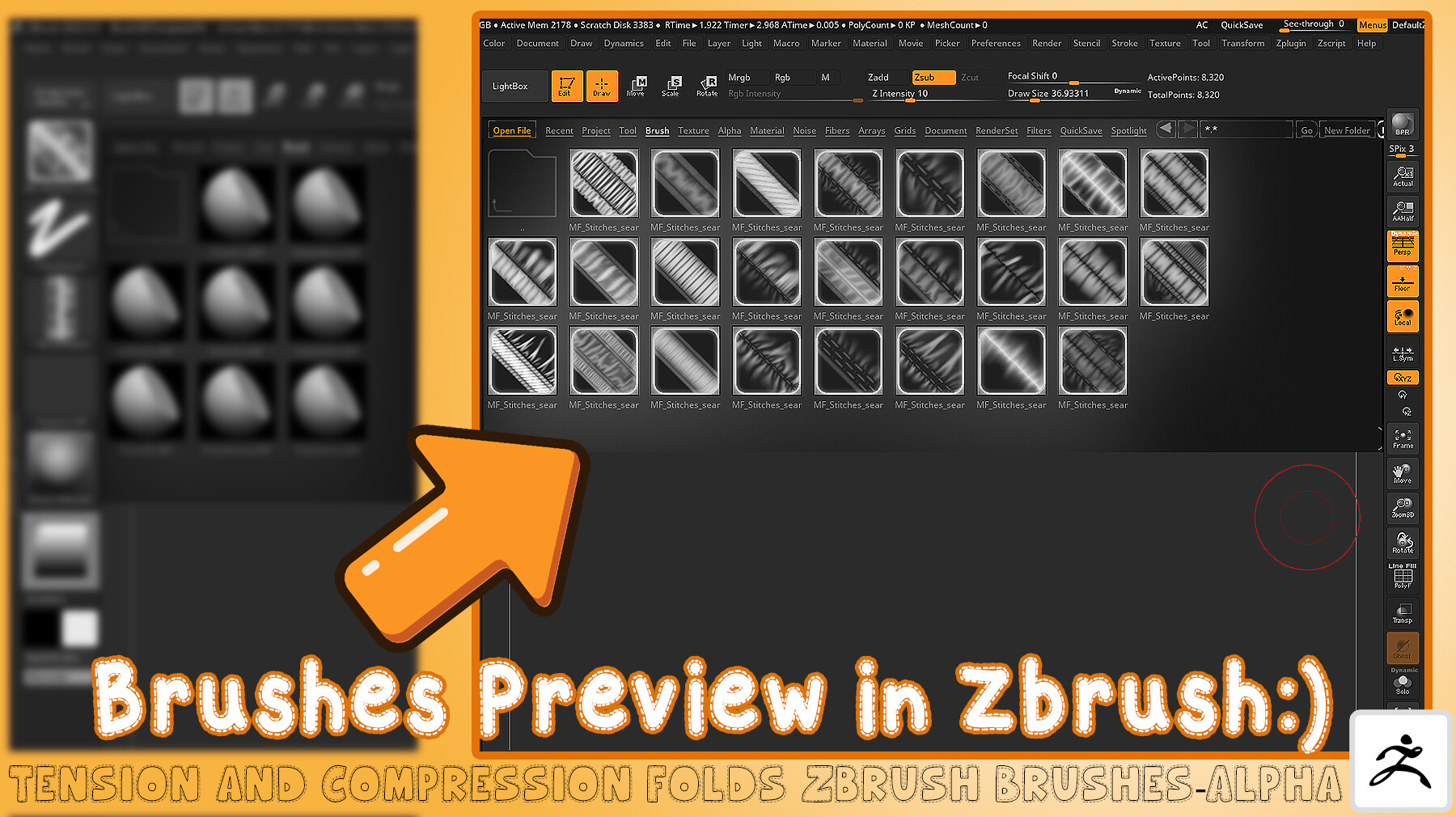 Artstation - 25 Fabric Stitches Seam Brushes For Zbrush + Alpha Vol 01 