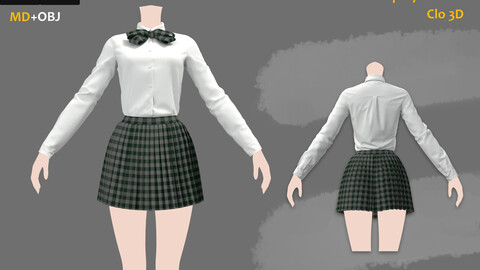 The Preppy uniform_School Uniform_Marvelous designer_OBJ+FBX(if needed)