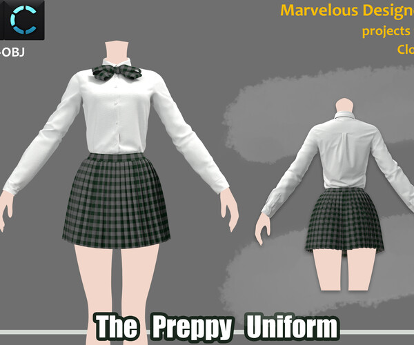 ArtStation - The Preppy uniform_School Uniform_Marvelous designer_OBJ ...