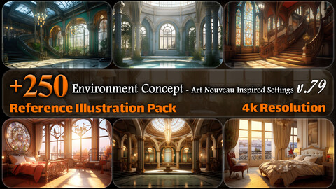 250 Environment Concept - Art Nouveau Inspired Settings Reference Pack | 4K | v.79