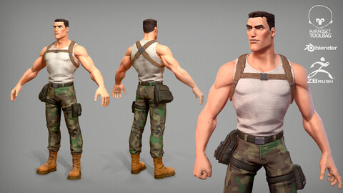 Cartoon male character Soldier Stan