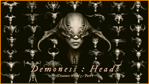 DEMONESS part 1: 50 Heads with Blendshapes