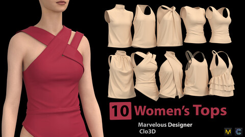 10 Women's Tops + Zprj +Obj + Fbx