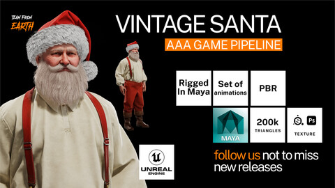 Buy 3D Santa Claus animated Unreal Engine  - vintage style
