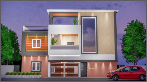 Exterior 3D modern house Elevation/ Sketchup House Model/AutoCAD Plan