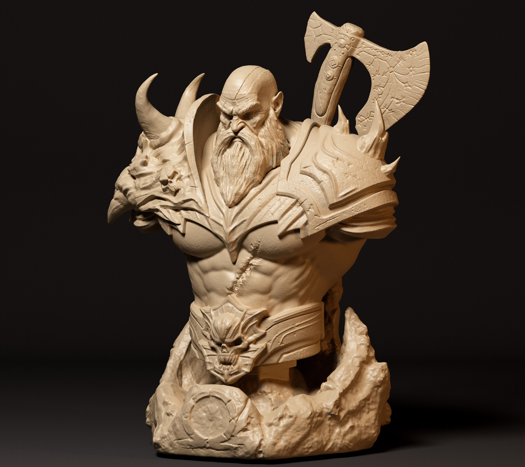 Kratos God of war and Bust - STL 3D print files