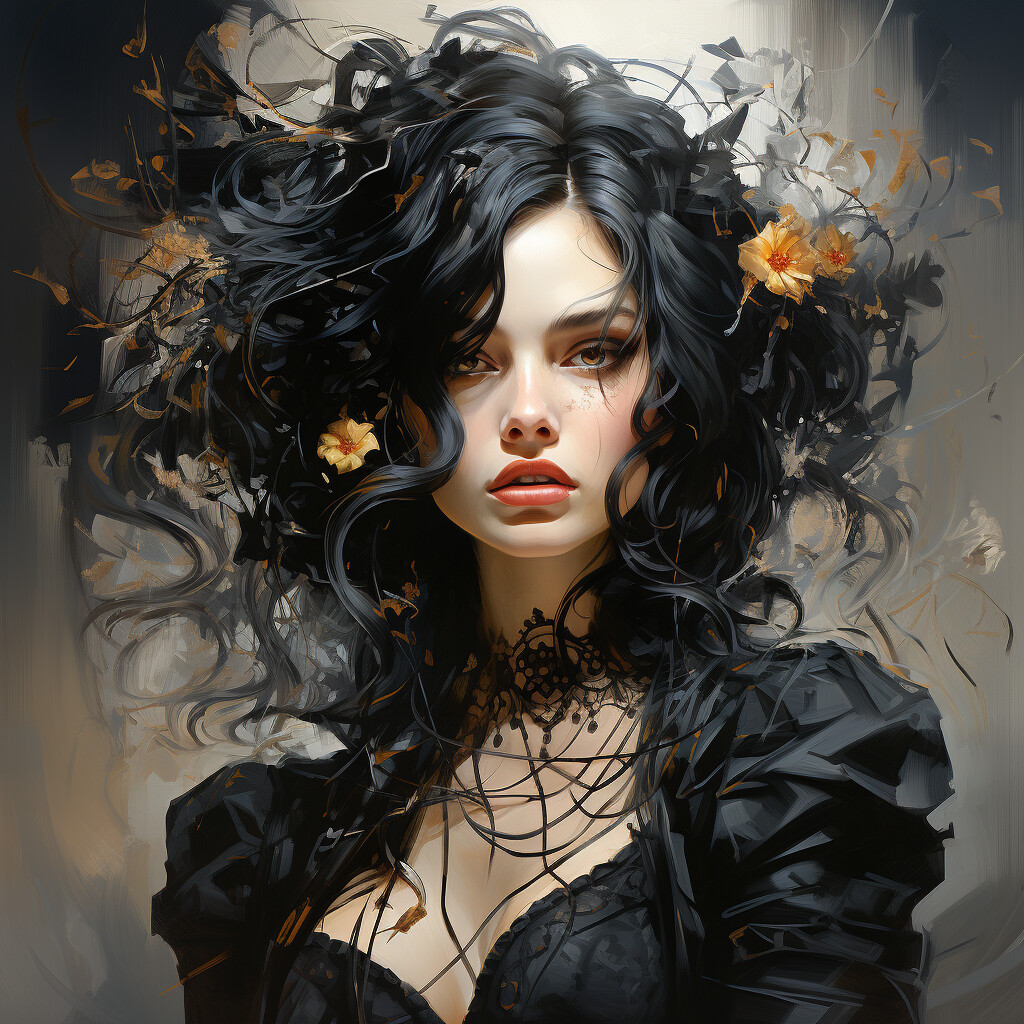 ArtStation - Ebon Enchantment: A Gothic Portrait of Allure and Shadows ...