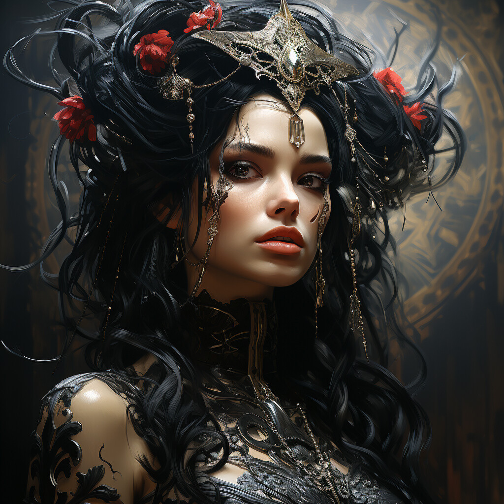 ArtStation - Ebon Enchantment: A Gothic Portrait of Allure and Shadows ...