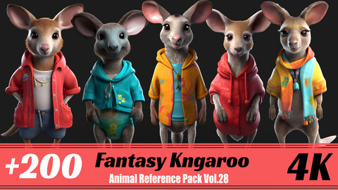 +200 Fantasy Kangaroo | 4K | Animal Reference pack Vol.28