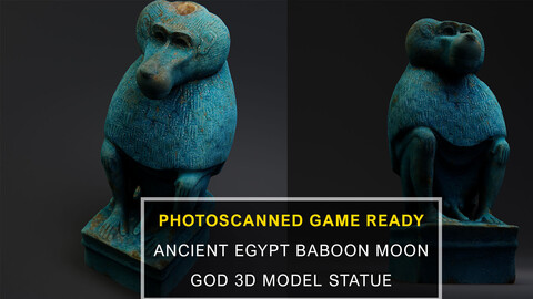 Photoscanned Game ready Ancient Egypt with the Baboon Moon God Thoth Mia 3D Model Statue