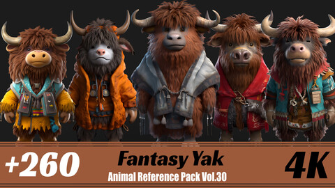 +260 Fantasy Yak | 4K | Animal Reference Pack Vol.30