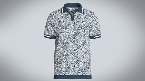 Men's Open Collar Printed Polo