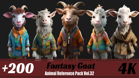 +200 Fantasy Goat | 4K | Animal Reference Pack Vol.32