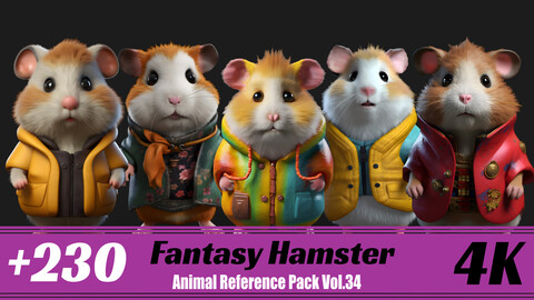 +230 Fantasy Hamster | 4K | Animal Reference pack Vol.34