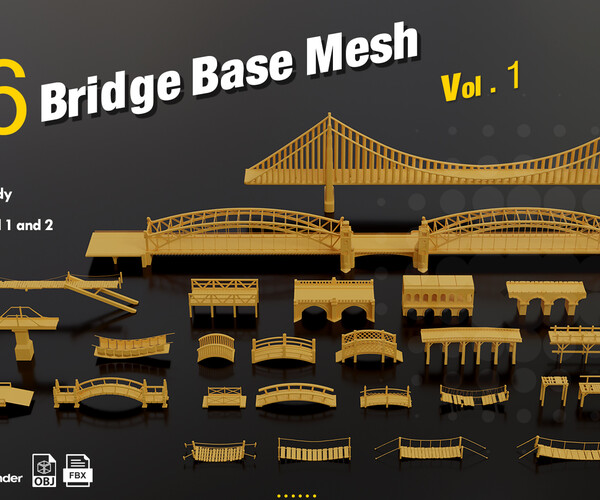 ArtStation - 36 Bridge Base Mesh Vol.1 | Resources