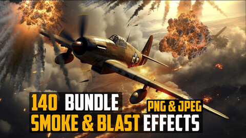 140 Smoke & Blast Effects Bundle - 4k (PNG & JPEG Files) - High Quality