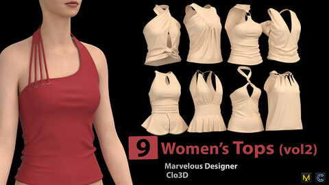 9 Women's Tops (vol2) + Zprj +Obj + Fbx