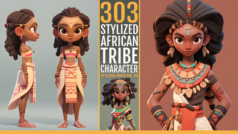 303 Stylized African Tribe Character VOL39