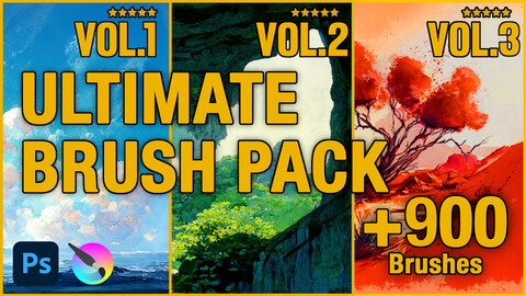 ULTIMATE BRUSH PACK/  +900 Brushes for photoshop and others 2D Softwares