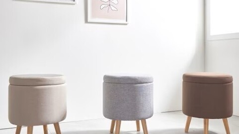 Stool wooden leg fabric vanity chair