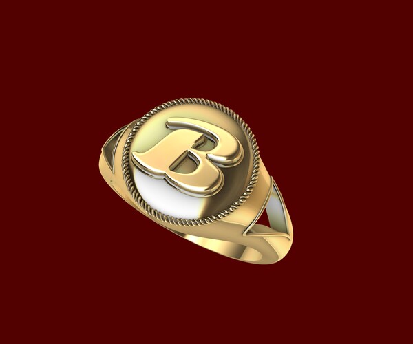 ArtStation - B Alphabet Signet Ring 3d Model | Game Assets