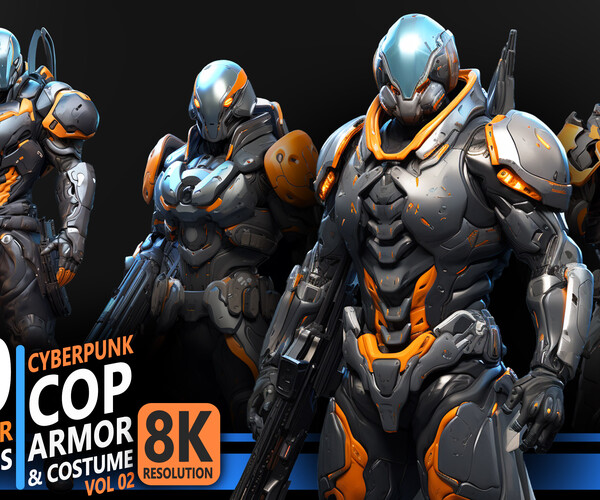 ArtStation - 300 Cyberpunk Cop Armor & Costume - VOL 02 - Character ...