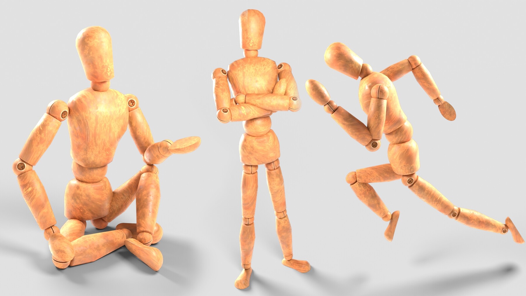 Dummy wooden mannequin 3D model rigged