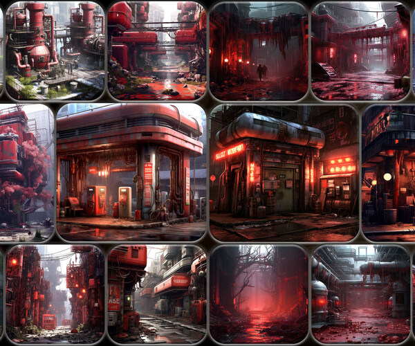 ArtStation - 210 Bloodpunk Environment - Exterior Reference Pack | 4K ...