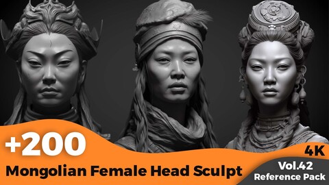 +200 Mongolian Female Head Sculpt(4k)