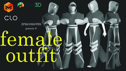 female game outfit(marvelous designer_clo3d_daz3d/obj/fbx/uv)