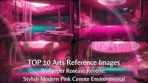 Roseate Reverie: Stylish Modern Pink Cenote Environmental | TOP 10 Arts Wallpaper Reference Images