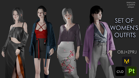 Set of women's outfits. Marvelous designer