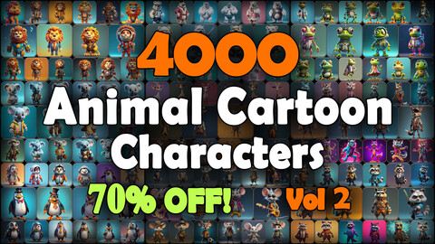 4000 Animal Cartoon Character (Full Body) Reference Pack | MEGA Bundle | 4K | v.2