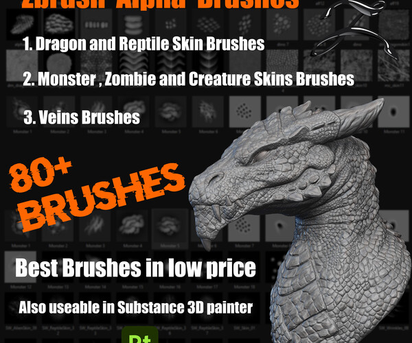 ArtStation - Zbrush Alpha Brushes 80+ | Brushes