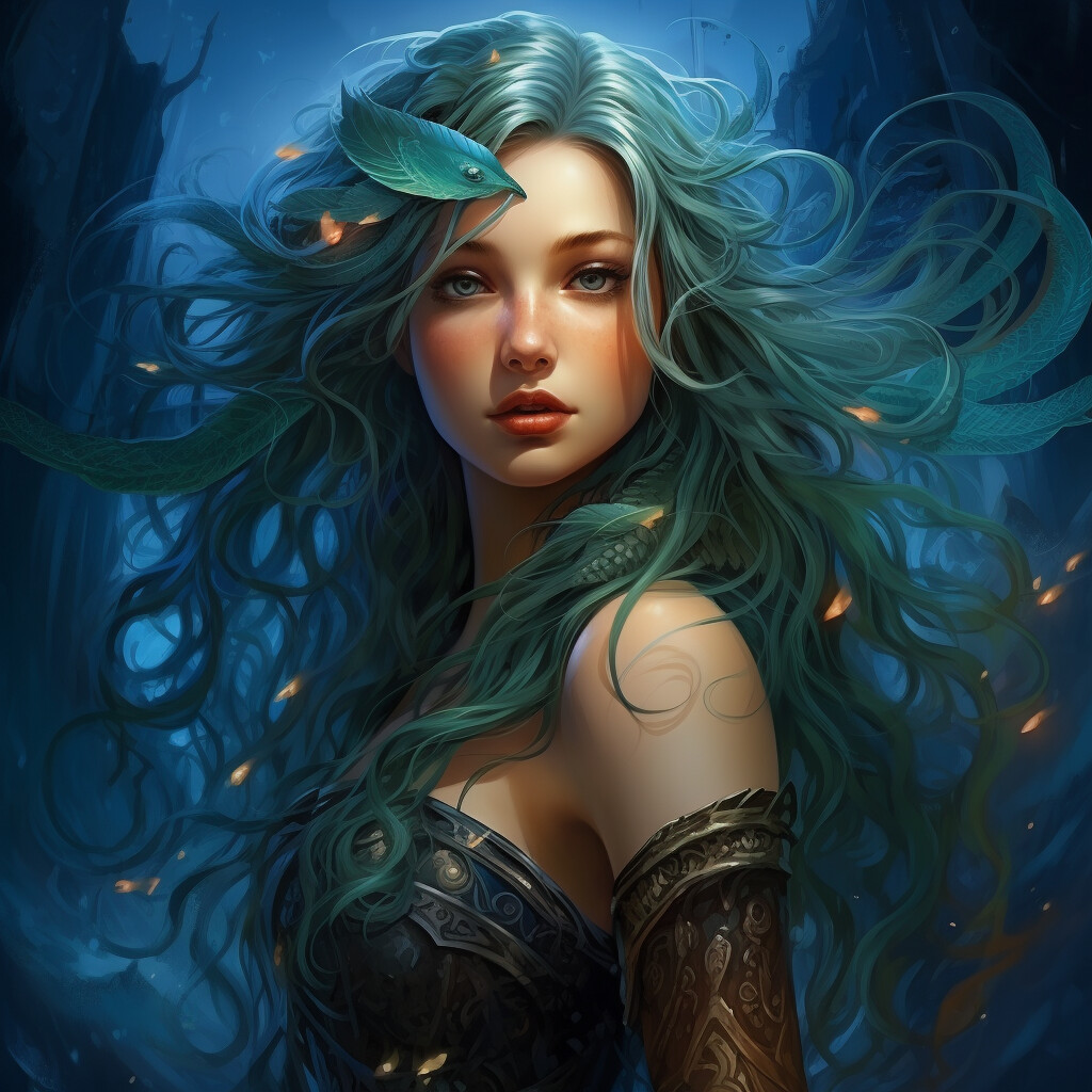 ArtStation - Moonlit Azure: A Blue-Haired Muse Amidst Nature's ...