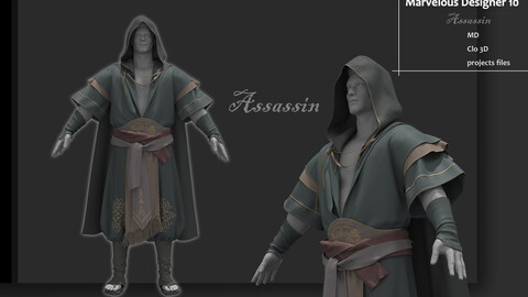 Assassin Garb_Marvelous Designer, CLO3D_OBJ & FBX(if needed)