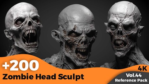 +200 Zombie Head Sculpt(4k)