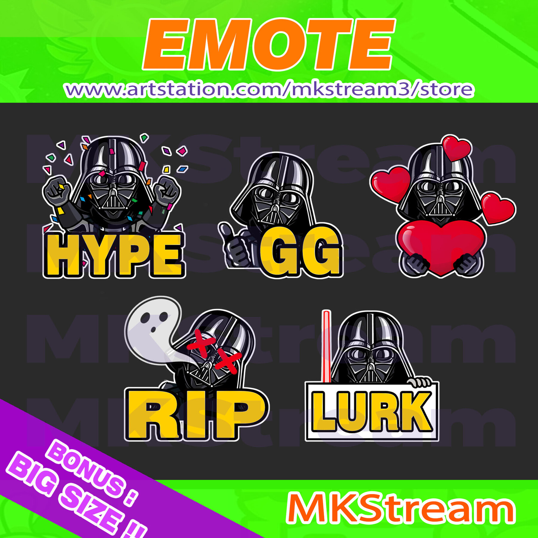 ArtStation - Twitch emotes star wars darth vader rip, gg, lurk, love ...