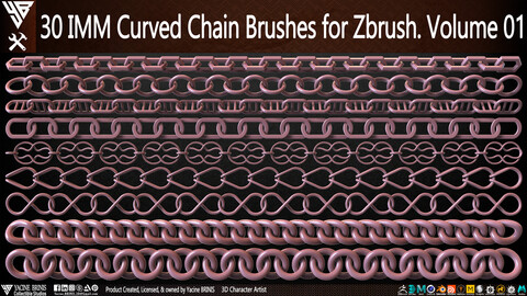 30 IMM Curved Chain Brushes for ZBrush Volume 01