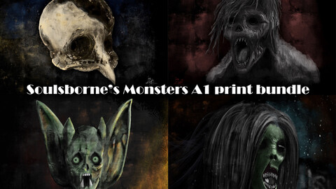 Soulsborne's Monsters A1 print bundle