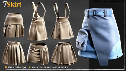 7 Skirt /Marvelous Designer / 4k Textures/Smart material