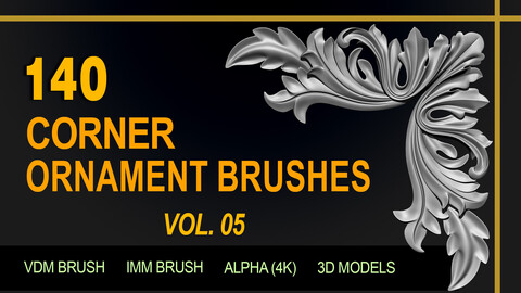140 Corner Ornament Brushes, 4K Alphas and 3D Models, Vol.05
